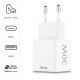 HAMA Бързо мини зарядно, 30 W, 1x USB-C, 1x USB-A, PD, бял HAMA Бързо мини зарядно, 30 W, 1x USB-C, 1x USB-A, PD, бял