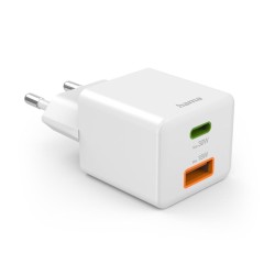 HAMA Бързо мини зарядно, 30 W, 1x USB-C, 1x USB-A, PD, бял HAMA Бързо мини зарядно, 30 W, 1x USB-C, 1x USB-A, PD, бял