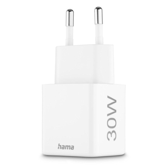 HAMA Бързо мини зарядно, 30 W, 1x USB-C, 1x USB-A, PD, бял HAMA Бързо мини зарядно, 30 W, 1x USB-C, 1x USB-A, PD, бял