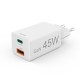 HAMA Бързо мини зарядно, 45 W, 1x USB-C - 1x USB-A, PD, бяло HAMA Бързо мини зарядно, 45 W, 1x USB-C - 1x USB-A, PD, бяло