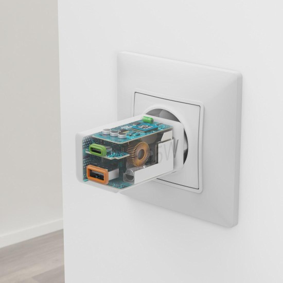 HAMA Бързо мини зарядно, 45 W, 1x USB-C - 1x USB-A, PD, бяло HAMA Бързо мини зарядно, 45 W, 1x USB-C - 1x USB-A, PD, бяло