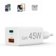 HAMA Бързо мини зарядно, 45 W, 1x USB-C - 1x USB-A, PD, бяло HAMA Бързо мини зарядно, 45 W, 1x USB-C - 1x USB-A, PD, бяло