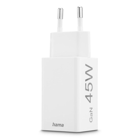 HAMA Бързо мини зарядно, 45 W, 1x USB-C - 1x USB-A, PD, бяло HAMA Бързо мини зарядно, 45 W, 1x USB-C - 1x USB-A, PD, бяло