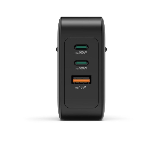 HAMA Бързо зарядно GaN, 2x USB-C, 1x USB-A, PD, 100 W, черно