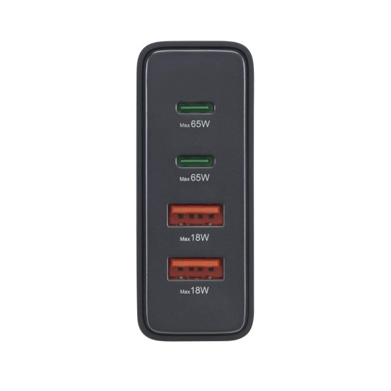 HAMA Зарядна станция 65 W, GaN, Fast Charger, 2 x USB-C, 2 x USB-A, PD