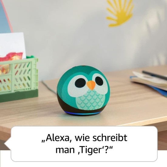 Преносима смарт тонколона Amazon Echo Dot Kids, Гласов асистент, Alexa, Сова