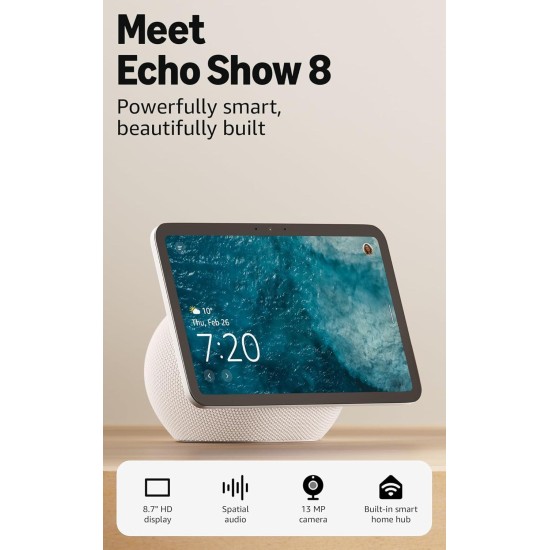 Смарт дисплей Amazon Echo Show 8 (Gen 4), 8'', 3D-audio, бял Смарт дисплей Amazon Echo Show 8 (Gen 4), 8'', 3D-audio, бял
