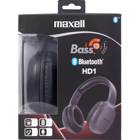 Слушалки блутут MAXELL BASS 13 B13-HD1, Черни Слушалки блутут MAXELL BASS 13 B13-HD1, Черни