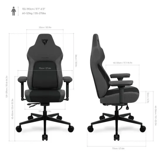 Геймърски стол ThunderX3 CORE Smart Ergonomic Mesh - Черен