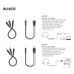 А4Tech Адаптер 3.5 mm жак женско - 2 x 3.5 mm жак мъжко