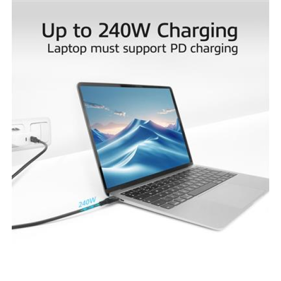 ACT Кабел USB-C - USB-C, 2 м / USB4, 20Gbps, 240W ACT Кабел USB-C - USB-C, 2 м / USB4, 20Gbps, 240W