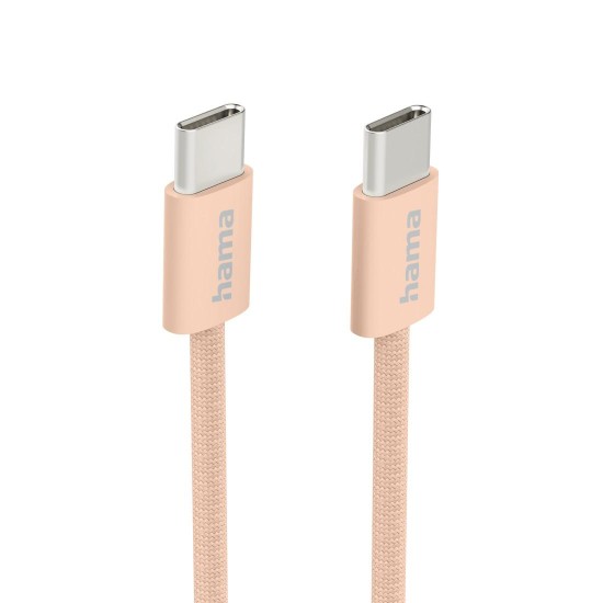 HAMA Кабел за зареждане "Fabric", USB-C - USB-C, 1 m, Nylon, оранжев