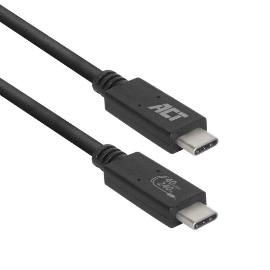 Кабел ACT USB-C - USB-C, 0.8 м / USB4, 40Gbps, 240W, сертифициран USB-IF Кабел ACT USB-C - USB-C, 0.8 м / USB4, 40Gbps, 240W, сертифициран USB-IF