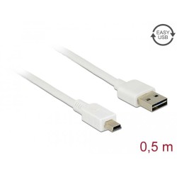 Кабел DeLock EASY, USB 2.0 Type-A мъжко > USB 2.0 Type Mini-B мъжко 0.5 m