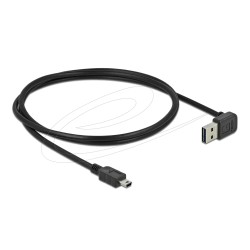 Кабел Delock EASY-USB-A 2.0 мъжко към USB Mini-B мъжко, 1m , черен Кабел Delock EASY-USB-A 2.0 мъжко към USB Mini-B мъжко, 1m , черен