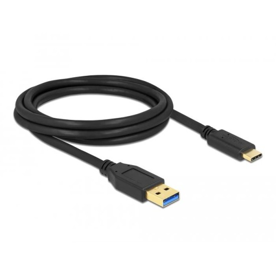 Кабел Delock SuperSpeed, USB-A мъжко - USB-C мъжко, (USB 3.2 Gen 2), 10 Gbps, 2 м