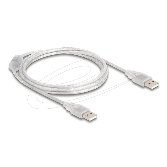 Кабел Delock USB-A мъжко - USB-A мъжко 1.5 m, прозрачен Кабел Delock USB-A мъжко - USB-A мъжко 1.5 m, прозрачен