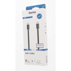 Кабел HAMA USB-C мъжко - USB-C мъжко,1.5 м,черен,3A,60W,480Mb/s