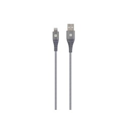 Кабел Skross, USB-A - Lightning, Метална оплетка, 1.20 м, Сив
