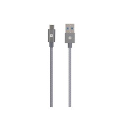 Кабел Skross, USB-A - USB-C, Метална оплетка, 1.20 м, Сив