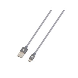Кабел Skross, USB-A - microUSB, Метална оплетка, 1.20 м, Сив