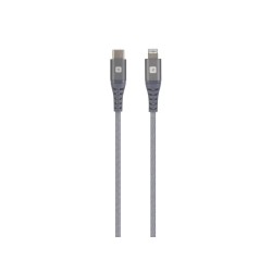 Кабел Skross, USB-C - Lightning, Метална оплетка, 1.20 м, Сив