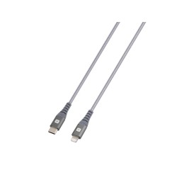 Кабел Skross, USB-C - Lightning, Метална оплетка, 1.20 м, Сив