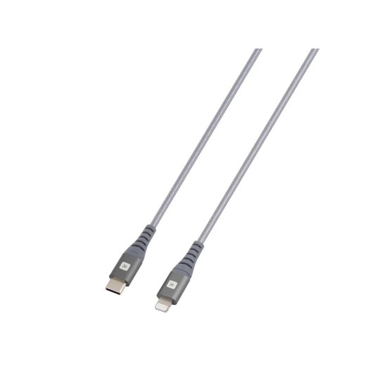 Кабел Skross, USB-C - Lightning, Метална оплетка, 2.0 м, Сив