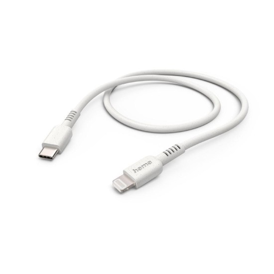 Кабел за зареждане HAMA "Eco", USB-C - Lightning, 1 м, бял