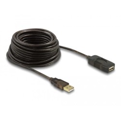 Удължителен кабел DeLock, USB-A мъжко - USB-A женско, USB 2.0, 10 м, Черен