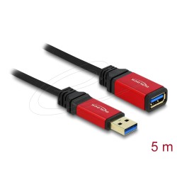 Удължителен кабел Delock USB-A мъжко - USB-А женско, 5 м, Екраниран, Черен