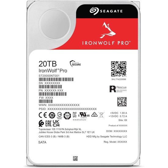 Хард диск SEAGATE IronWolf ST20000NT001, 20TB, 256MB Cache, SATA 6.0Gb/s