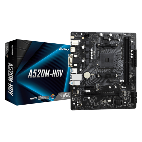 Дънна платка ASRock A520M-HDV, Socket AM4, mATX