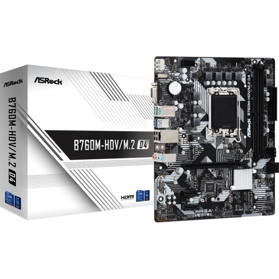 Дънна платка ASRock B760M-HDV M.2, LGA1700, DDR4, ATX