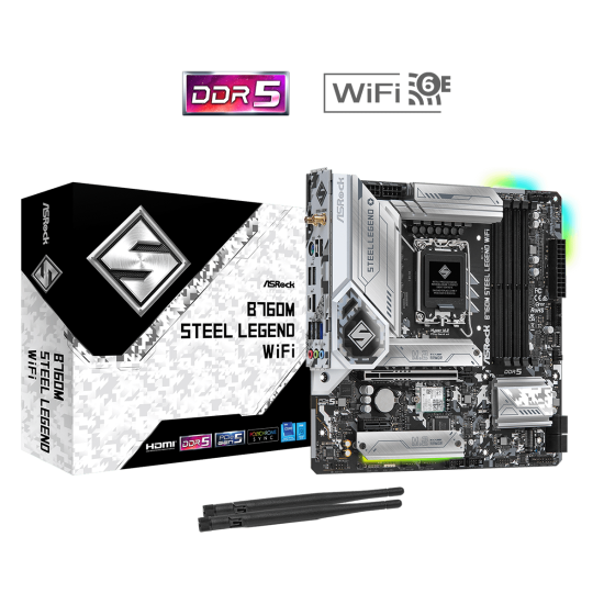 Дънна платка ASRock B760M Steel Legend WIFI, LGA1700, DDR5, mATX