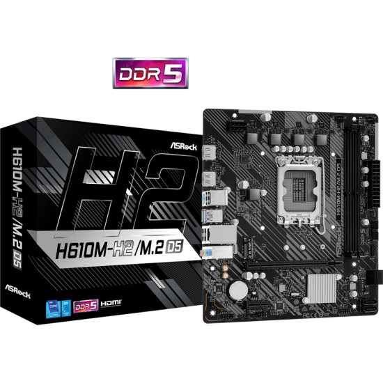 Дънна платка ASRock H610M-H2/M.2 D5, LGA1700, DDR5, mATX