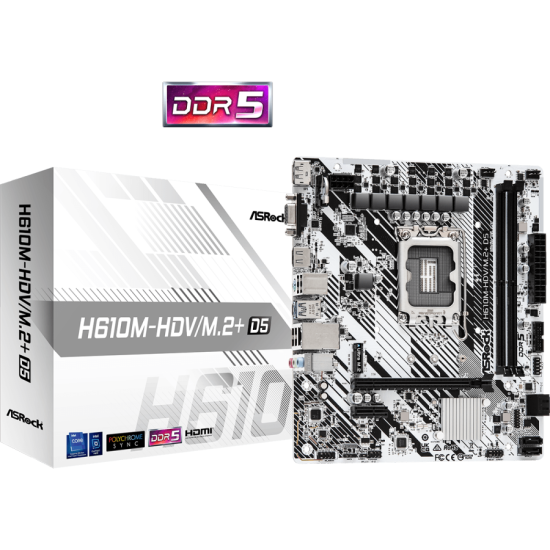 Дънна платка ASRock H610M-HDV/M.2+ D5 LGA1700