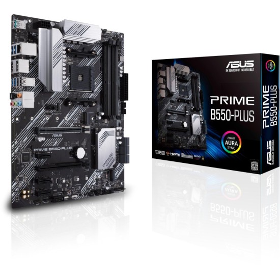 Дънна платка ASUS PRIME B550-PLUS, socket AM4, 4xDDR4, Aura Sync, PCIe 4.0, Dual M.2