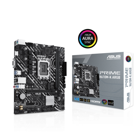 Дънна платка ASUS PRIME H610M-K ARGB D5, LGA 1700 mATX, 2x DDR5