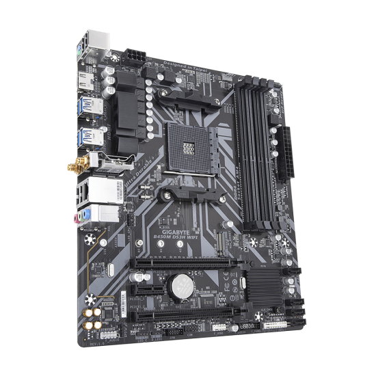 Дънна платка GIGABYTE B450M DS3H WIFI, Socket AM4, rev 1.5