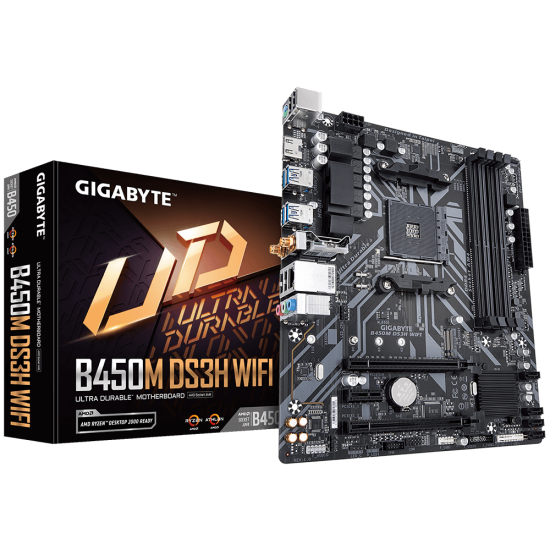 Дънна платка GIGABYTE B450M DS3H WIFI, Socket AM4, rev 1.5