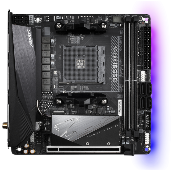 Дънна платка GIGABYTE B550I AORUS PRO AX, WI-FI, Socket AM4, 2 x DDR4, RGB Fusion 2.0