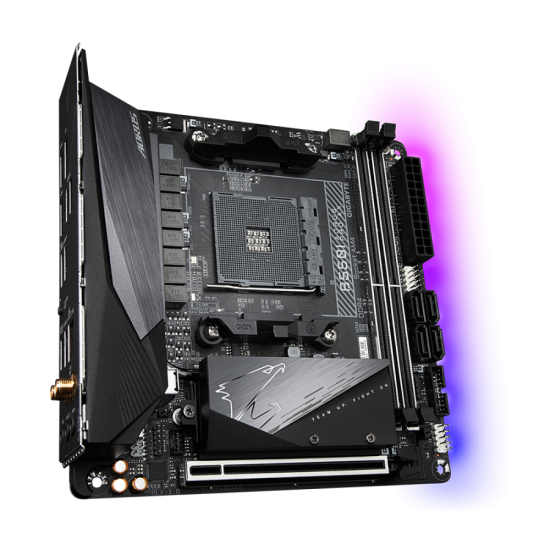 Дънна платка GIGABYTE B550I AORUS PRO AX, WI-FI, Socket AM4, 2 x DDR4, RGB Fusion 2.0