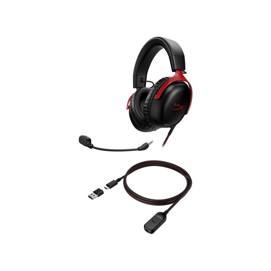 Геймърски слушалки HyperX Cloud III, Микрофон, Черно/Червено