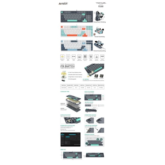 A4tech Fstyler FGS300 Panda Rock Механична TKL кирилизирана A4tech Fstyler FGS300 Panda Rock Механична TKL кирилизирана
