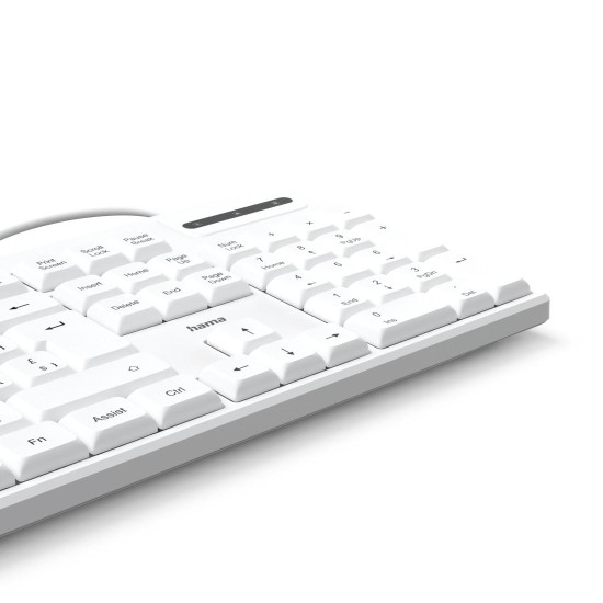 HAMA Жична клавиатура "CK-200", USB-A,USB-C, 8 мултимедийни клавиша, кирилизирана, бяла