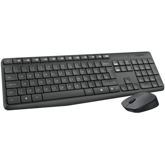 Kомплект безжични клавиатура с мишка Logitech MK235, Черен