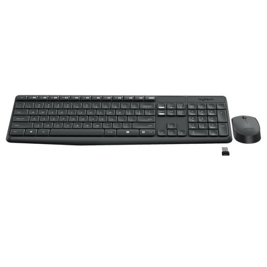 Kомплект безжични клавиатура с мишка Logitech MK235, Тъмносив