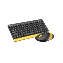 Комплект клавиатура и мишка A4TECH Fstyler FG1110, Безжичен, Черен/Жълт
