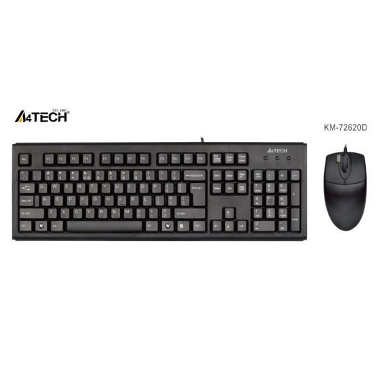 Комплект клавиатура и мишка A4TECH KM-72620, с кабел, Черен